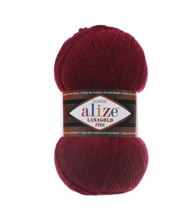 Alize Lanagold Fine 57 бордовий — моток 100г, напіввовна