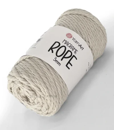 Бавовняний бежевий шнур макраме 3мм Yarnart Rope 753 купити Київ