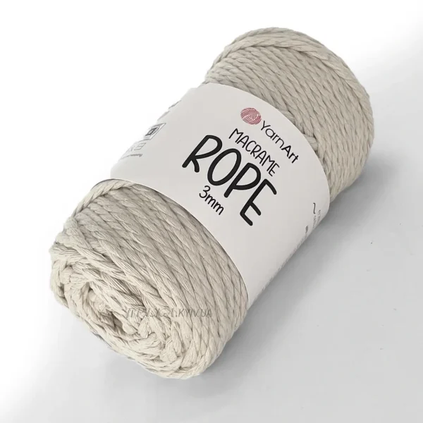 Бавовняний бежевий шнур макраме 3мм Yarnart Rope 753 купити Київ