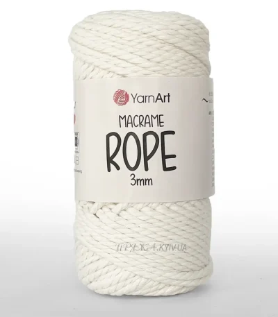 Yarnart Macrame Rope 3мм 752 молочний — кручений шнур для макраме і сумок