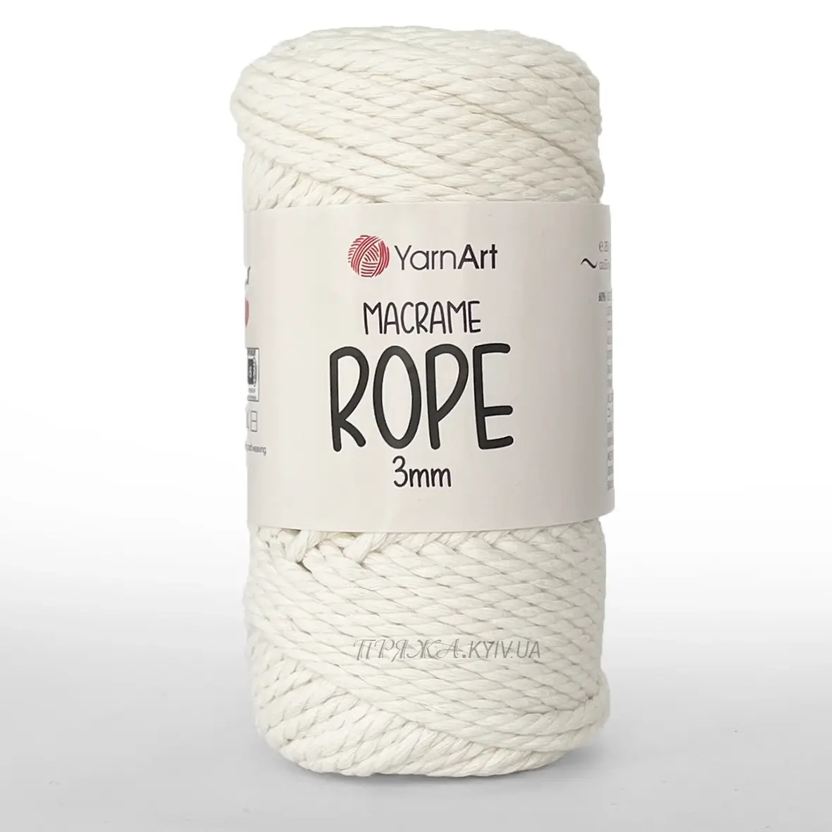 yarnart_rope_752 Yarnart Macrame Rope 3мм 752 молочний — кручений шнур для макраме і сумок