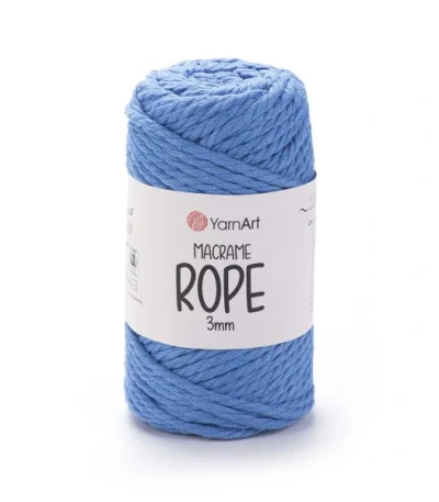 Yarnart Macrame Rope 3мм 786 насичено-блакитний — кручена пряжа-шнур для макраме