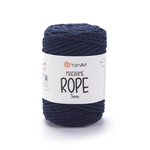 YARNART_MACRAME_ROPE_3_MM_784 Yarnart Macrame Rope 3мм 784 синій — кручений шнур для припинди та макраме