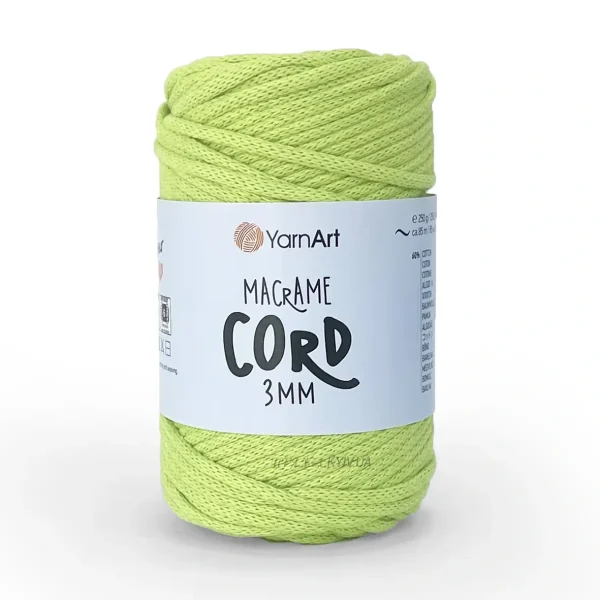 YarnArt Macrame Cord 3 мм 755 світло-салатовий Плетений бавовняний шнур