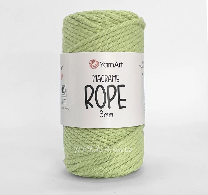 Yarnart_macrame_rope_3mm_755 Yarnart Macrame Rope 3мм 755 фісташка — кручений шнур для припинди