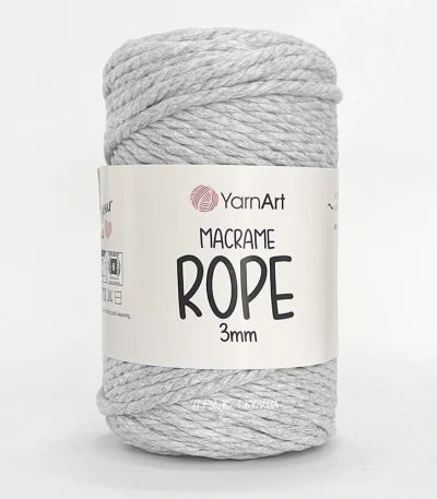 Yarnart Macrame Rope 3мм 756 світло-сірий — кручена пряжа-шнур для макраме