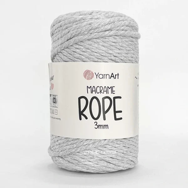 Yarnart Macrame Rope 3мм 756 світло-сірий — кручена пряжа-шнур для макраме