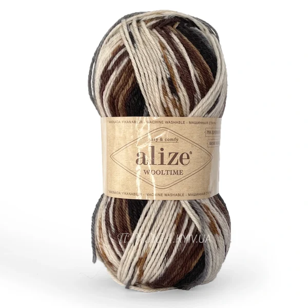 Пряжа напіввовна Alize Wooltime (Алізе Вултайм) 11024 молочно-коричневий 75% вовна купити