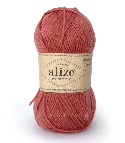 Пряжа напіввовна Alize Wooltime 691 червоно-теракотовий 75% вовна супервош